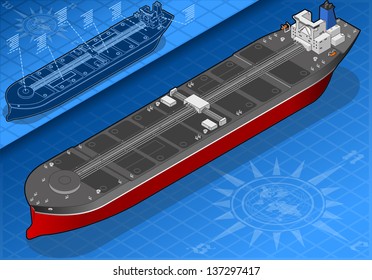 Isometric Gas Oil Tanker Ship. 