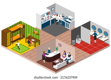 Isometric Home Rooms. Living Room, Bedroom, Bathroom, Balcony And Terrace, Hall, Garage, Dining And Kitchen, Pergola And Other