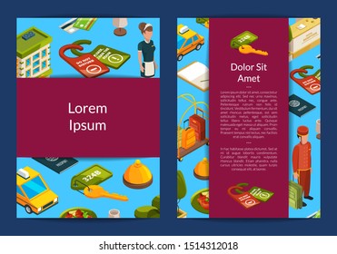 isometric hotel icons card or flyer web template - Powered by Shutterstock