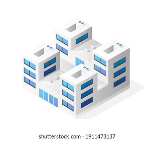 Isometric House Building Skyscraper Concept 3D Illustration