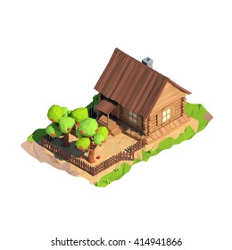 Isometric Low Poly House 3d Rendering Stock Illustration 414941866 ...