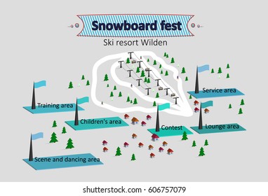 Isometric Map Ski Resort