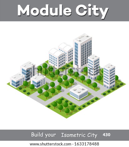 Isometric module area downtown 3D illustration