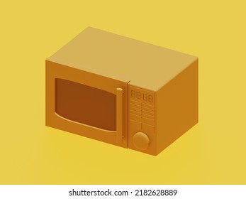 Isometric Orange  Microwave Oven Icon On Orange Background. Modern Microwave Symbol. 3d Illustration