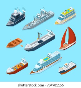 Ships Motorboats Sailing Yachts Passenger Vessels Stock Illustration 