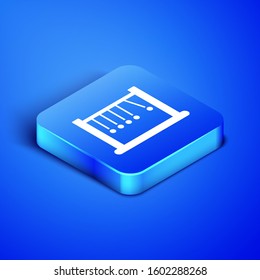 Isometric Pendulum Icon Isolated On Blue Background. Newtons Cradle. Blue Square Button. 