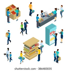 Isometric People Shopping