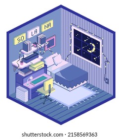 Isometric Pixel Art Room Designs