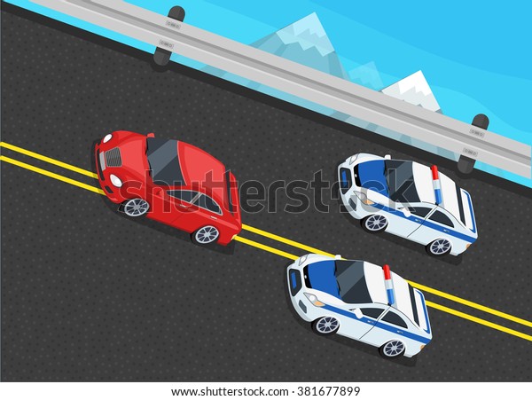 Isometric police fines car design flat
isolated. 3D fine car, police officer traffic, policeman person
fines, 3d transportation driver fines,  fines transport, sheriff
fines guy security and
violation