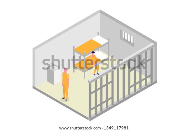 Isometric Prison Cell Jail Incarceration Concept Stock Illustration ...