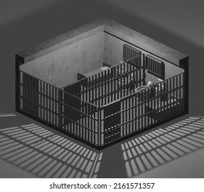 Isometric Prison Room Art 3d Ilustration