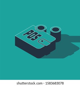 Isometric Proof of stake icon isolated on green background. Cryptocurrency economy and finance collection.  