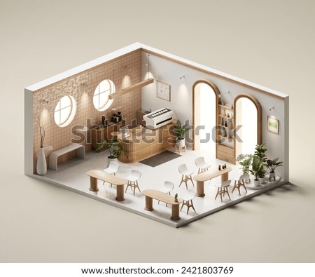 Image, Stock Photo Generative AI illustration interior of spacious building construction of frame house under construction with wooden pillars