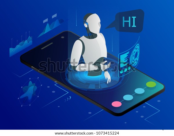 Isometric Science Teacher Bot Concept Artificial Stock