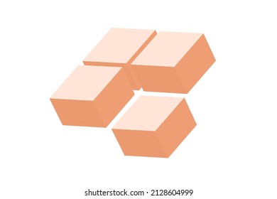 Isometric Silhouette Of Puzzle Pieces Being Put Together Or Collecting Packages For Delivery Logotype Icon Isolated On White Background