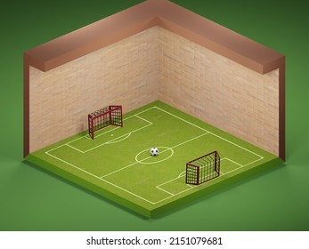 Isometric Soccer Field Art 3d Ilustration