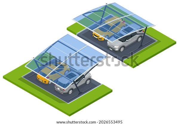 Isometric\
street roof of outdoor parking lot. Outdoor of parking garage with\
car and vacant parking lot in parking\
building