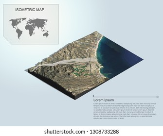 Isometric Terrain 3d Map For Infographic.