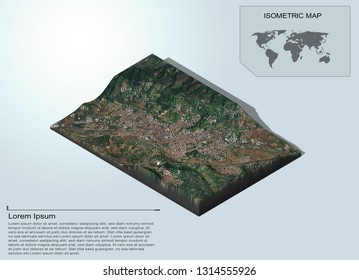 Isometric Terrain 3d Map For Infographic.