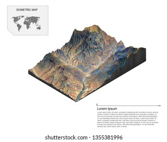 Isometric Terrain 3d Map For Infographic.