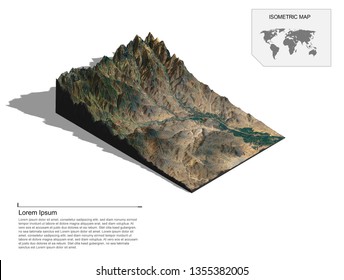 Isometric Terrain 3d Map For Infographic.