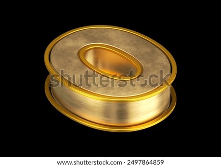 Isometric typography design 3D rendering suitable for poster, web, advertising and modern design projects. Number 0 from top in gold.