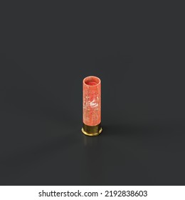 Isometric View Military Ammunition, Shotgun Bullet Casing, 3d Rendering,nobody