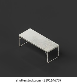 Isometric View Military Metal Old Table, 3d Rendering, Nobody