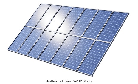 Isometric view of a solar panel isolated on a white background. 3D illustration.