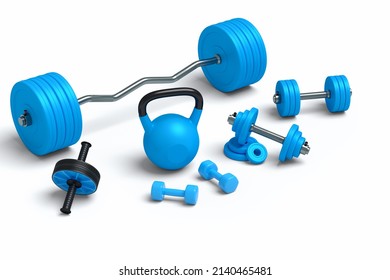 Premium Vector  Blue fitness equipment for men