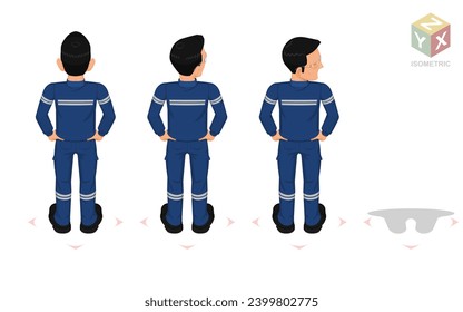 Isometric workers on white background