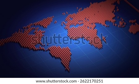 Isometric world map infographic visualization 3D representation can be used in global economy, business expansion or digital mapping systems