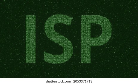 Isp Or Internet Service Provider Text Made With Many Symbols On Computer Screen,  Animation 3D Rendering