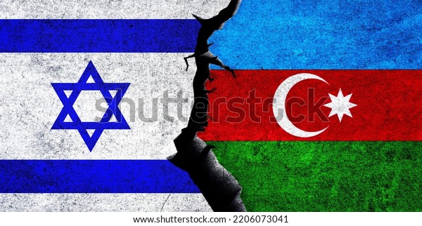 Israel and Azerbaijan flags together. Azerbaijan\
and Israel relation, conflict, crisis, economy concept. Azerbaijan\
vs Israel