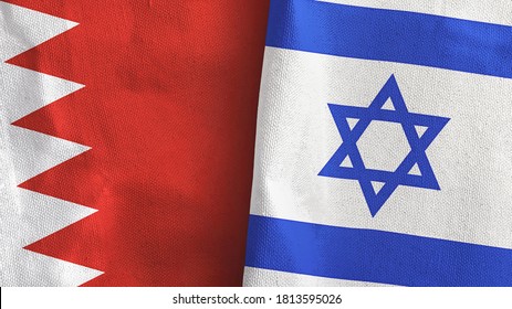 Israel And Bahrain Two Folded Flags Together 3D Rendering