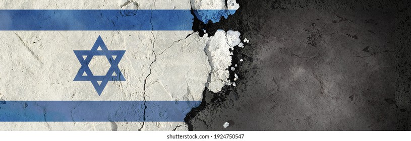 Israel flag on a rough background.
Broken and cracked background.