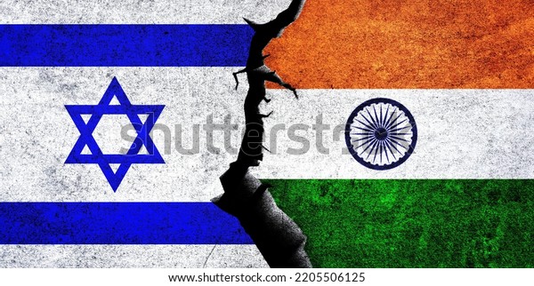 Israel and India\
flags together. India and Israel relation, conflict, war crisis,\
economy concept. Israel vs\
India