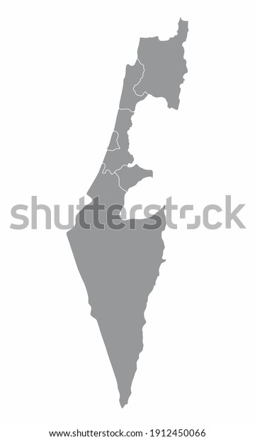 The Israel
isolated map divided in
districts