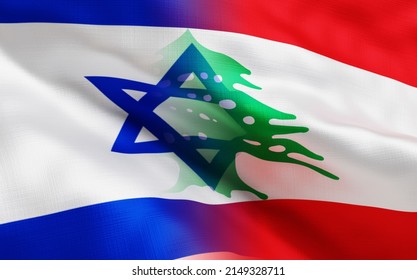 Israel Lebanon Flags 3d Render 3d Stock Illustration 2149328711