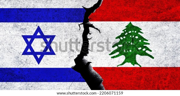 Israel and\
Lebanon flags together. Lebanon and Israel relation, conflict, war\
crisis, economy concept. Israel vs\
Lebanon