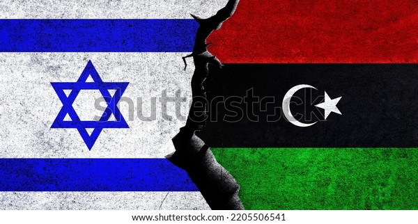 Israel and Libya\
flags together. Libya and Israel relation, conflict, war crisis,\
economy concept. Israel vs\
Libya