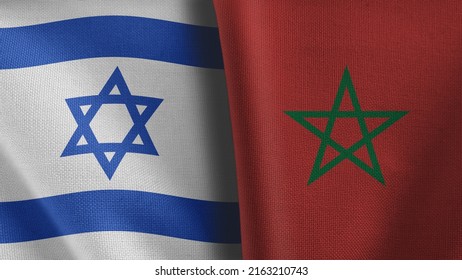 Israel And Morocco Two Fabric Texture Flags Together