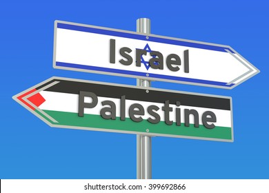 Israel And Palestine Crisis Concept, 3D Rendering