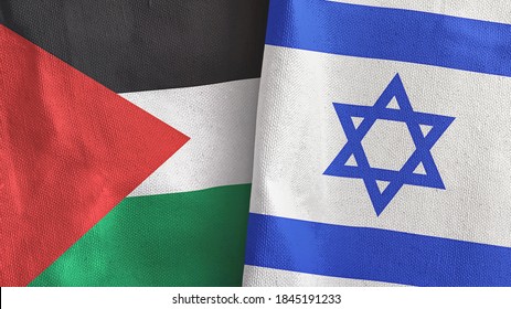 Israel And Palestine Two Folded Flags Together 3D Rendering