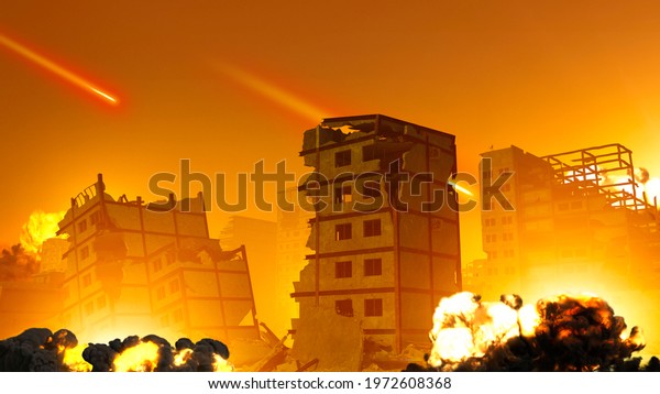 Israeli air\
raid on the Gaza Strip, Palestine. Gaza city. Combat aircraft\
bombing sensitive targets within the Gaza Strip. Explosions caused\
by missiles of buildings and homes. 3d\
render