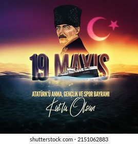 Istanbul  Turkey - May 19: Happy May 19th,Turkish Commemoration of Ataturk youth and sports day.