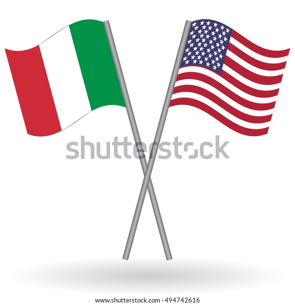 Italian American Crossed Flags Italy Combined Stock Illustration 494742616