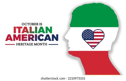 Italian American Heritage Month. Happy Holiday Celebrate Annual In October