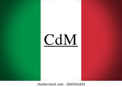 Italian flag with the text "Cdm"