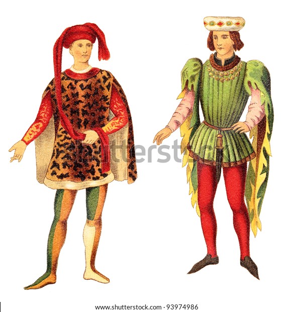 Italian French Nobleman Late Middle Ages Stock Illustration 93974986